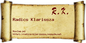 Radics Klarissza névjegykártya
